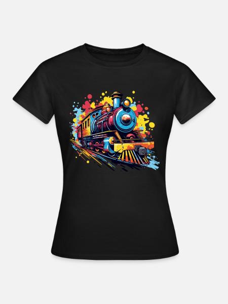Bunter Zug - Frauen T-Shirt - Schwarz