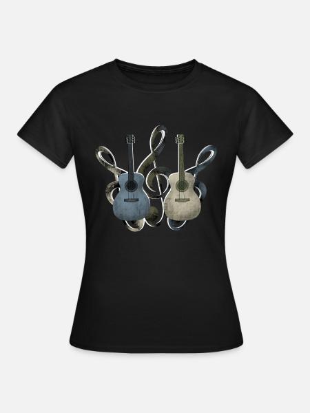 Gitarren Notenschlüssel - Frauen T-Shirt - Schwarz