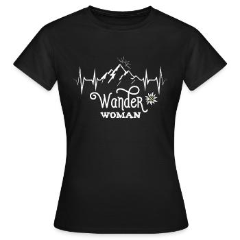 Wander Woman Mountains Mountaineering Hiking saying Ekg - Women's T-Shirt - black - Front - AI Model Female 172 dark (172cm)