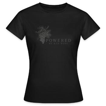 Powered by Red Wine Wein Liebhaber Trinkspruch - Frauen T-Shirt - Schwarz - Vorne - AI Model Female 172 dark (172cm)