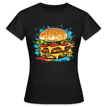 Cheeseburger Splash - T-shirt Femme - noir - Devant - AI Model Female 172 dark (172cm)
