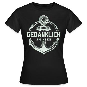 Gedanklich am Meer - Frauen T-Shirt - Schwarz - Vorne - AI Model Female 172 dark (172cm)