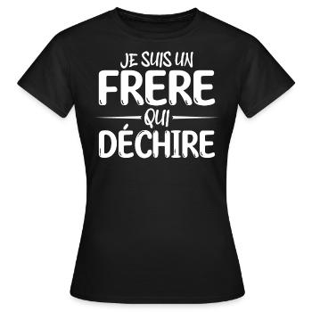 Je suis un frère qui déchire cadeau pour mon frère - T-shirt Femme - noir - Devant - AI Model Female 172 dark (172cm)