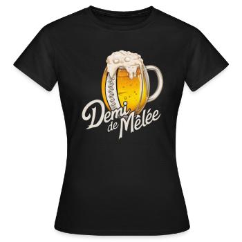 Demi de Mêlée - Chope de Bière Ballon de Rugby - T-shirt Femme - noir - Devant - AI Model Female 172 dark (172cm)