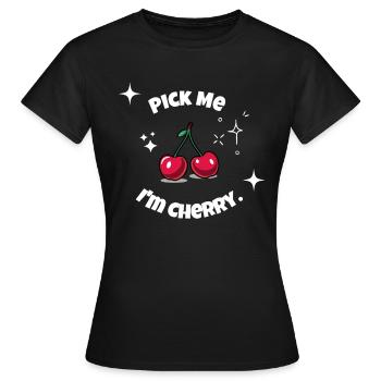 Cherries - Glitter - Women's T-Shirt - black - Front - AI Model Female 172 dark (172cm)