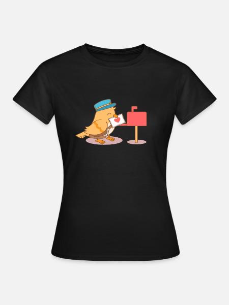 Süße Birdy Postman Liebesbrief - Frauen T-Shirt - Schwarz