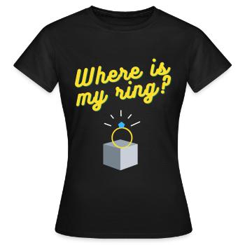 Wo ist mein Ring? - Frauen T-Shirt - Schwarz - Vorne - AI Model Female 172 dark (172cm)