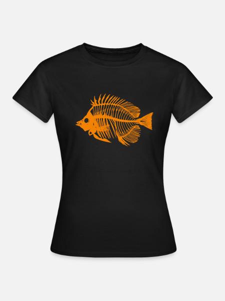 Fisch Orange - Frauen T-Shirt - Schwarz