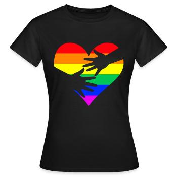 Rainbow Heart Hands LGBTQ CSD - T-shirt Femme - noir - Devant - AI Model Female 172 dark (172cm)