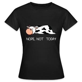 Lustige faule Kuh Kalb Nope Bauer Milch Geschenk - Frauen T-Shirt - Schwarz - Vorne - AI Model Female 172 dark (172cm)
