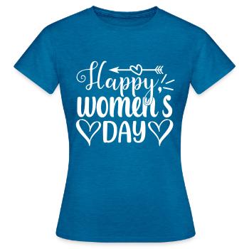 Happy Women's Day - Women's T-Shirt - antique blue sapphire heather - Front - AI Model Female 172 dark (172cm)