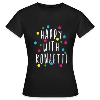Carnaval, Alaaf, confettis, anniversaire, fête - T-shirt Femme - noir - Devant - AI Model Female 172 dark (172cm)
