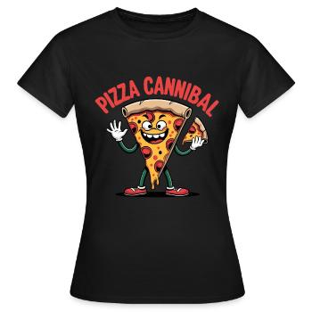 Pizza Cannibale Dessin animé - T-shirt Femme - noir - Devant - AI Model Female 172 dark (172cm)