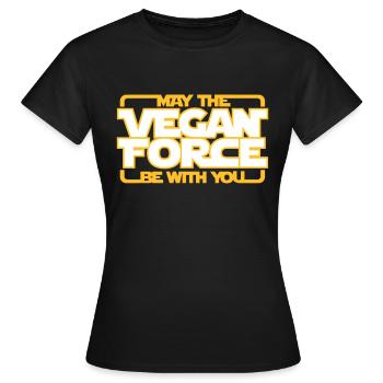 may the Vegan Force be with you - Vegan - Veganer - Frauen T-Shirt - Schwarz - Vorne - AI Model Female 172 dark (172cm)