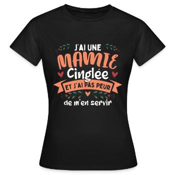 Mamie Petite Fille - T-shirt Femme - noir - Devant - AI Model Female 172 dark (172cm)