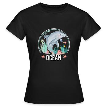 dolphin love ocean - Frauen T-Shirt - Schwarz - Vorne - AI Model Female 172 dark (172cm)