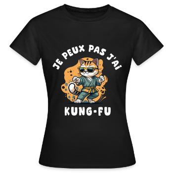 je peux pas j ai kung fu kung-fu - T-shirt Femme - noir - Devant - AI Model Female 172 dark (172cm)
