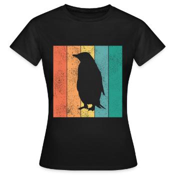 Penguin Penguins Animal Ice Pôle Sud Retro Gift - T-shirt Femme - noir - Devant - AI Model Female 172 dark (172cm)