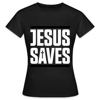 jesus saves - Women's T-Shirt - black - Front - AI Model Female 172 dark (172cm)
