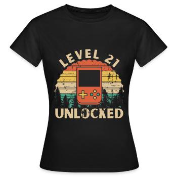 Level 21 freigeschaltet - Frauen T-Shirt - Schwarz - Vorne - AI Model Female 172 dark (172cm)
