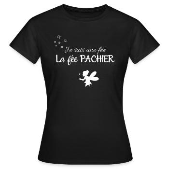 T shirt femme la fée pachier idée cadeau humour - T-shirt Femme - noir - Devant - AI Model Female 172 dark (172cm)