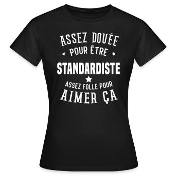 Assez douée pour être standardiste assez folle - T-shirt Femme - noir - Devant - AI Model Female 172 dark (172cm)