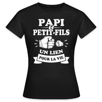 Papi et petit fils lien pour la vie - T-shirt Femme - noir - Devant - AI Model Female 172 dark (172cm)