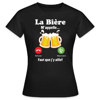 La Bière m'appelle - T-shirt Femme - noir - Devant - AI Model Female 172 dark (172cm)
