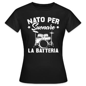 Né pour jouer de la batterie - T-shirt Femme - noir - Devant - AI Model Female 172 dark (172cm)