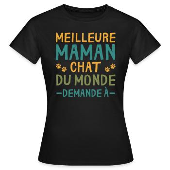 Meilleure Maman Chat Du Monde cadeau Personnalisé - T-shirt Femme - noir - Devant - AI Model Female 172 dark (172cm)