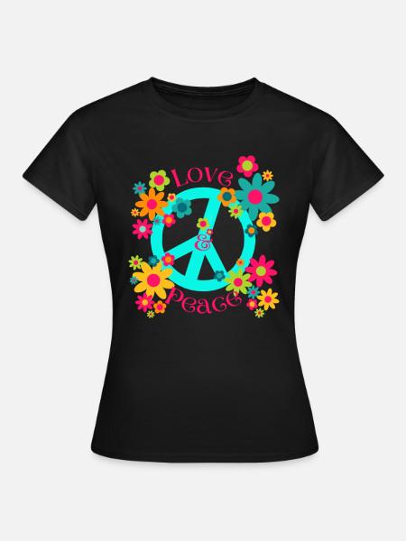 LOVE & PEACE - Frauen T-Shirt - Schwarz