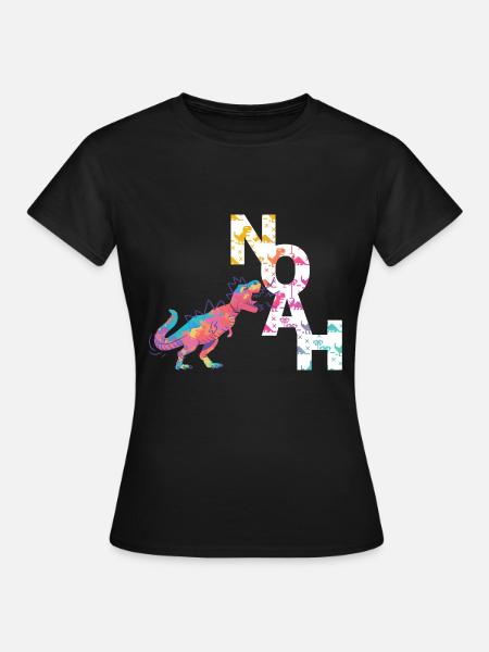 Noah - Schöner Jungen Name mit coolen Dinos - Frauen T-Shirt - Schwarz