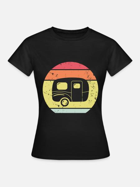 camping wohnwagen camper campingplatz retro - Frauen T-Shirt - Schwarz