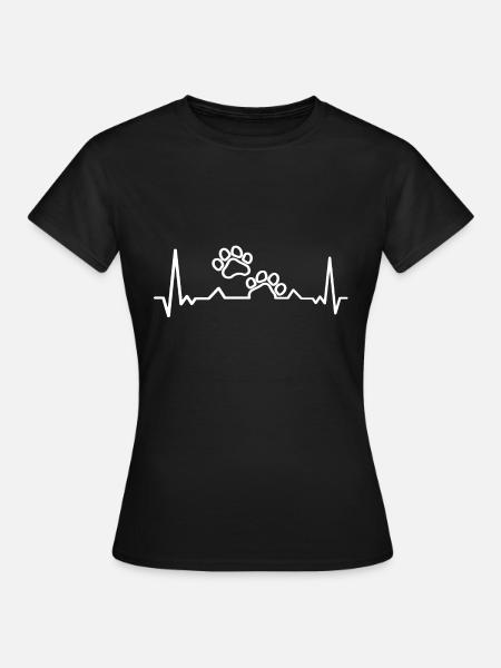 Zampa del cane Heartbeat Paw - Maglietta da donna - nero