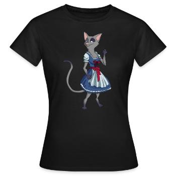 Cat Dirndl Costume - T-shirt Femme - noir - Devant - AI Model Female 172 dark (172cm)