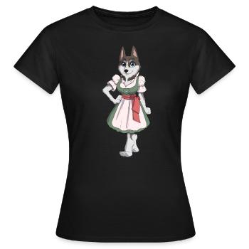 Chien Dirndl - T-shirt Femme - noir - Devant - AI Model Female 172 dark (172cm)