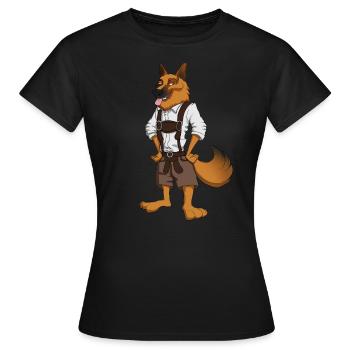 Costume de chien Lederhosen - T-shirt Femme - noir - Devant - AI Model Female 172 dark (172cm)