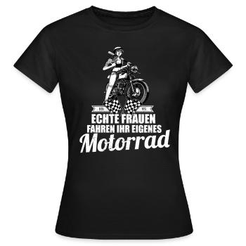 Echte Frauen Motorrad - Frauen T-Shirt - Schwarz - Vorne - AI Model Female 172 dark (172cm)