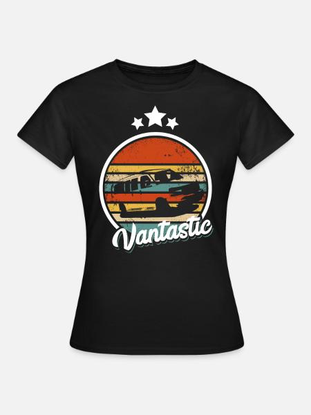 Retro Campervan Geschenk I Van Camping Bus - Frauen T-Shirt - Schwarz
