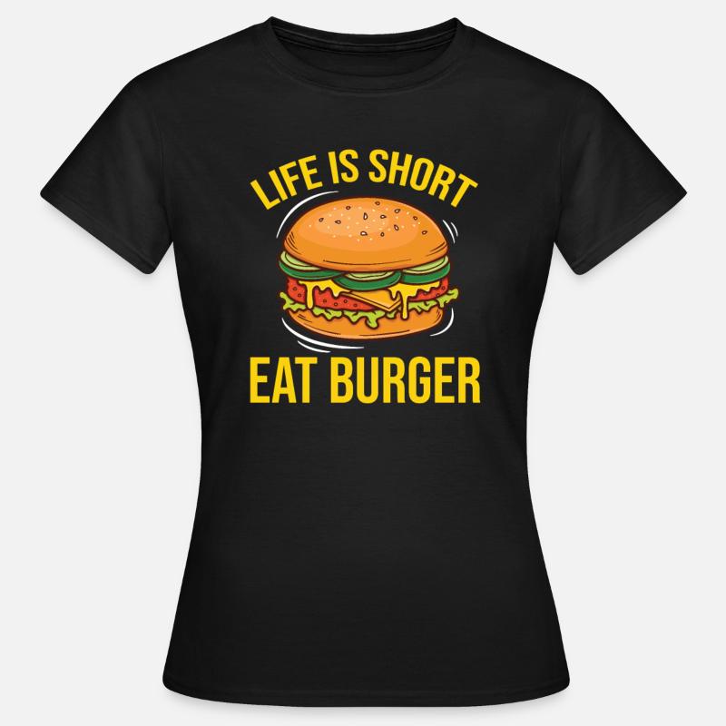 Burger Hamburger Cheeseburger - T-shirt Femme - noir