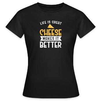 Plateau de fromages Fromages Fromages laitiers - T-shirt Femme - noir - Devant - AI Model Female 172 dark (172cm)