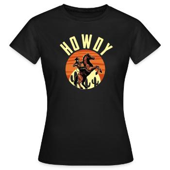 Cowboy Western Country Western Cheval Rodéo - T-shirt Femme - noir - Devant - AI Model Female 172 dark (172cm)