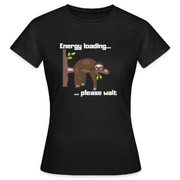 Energie Läd Faultier Lustig Geschenk - Frauen T-Shirt - Schwarz - Vorne - AI Model Female 172 dark (172cm)