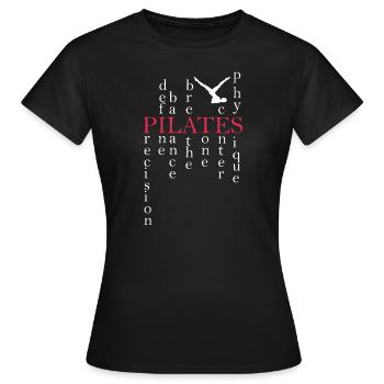 Pilates - Frauen T-Shirt - Schwarz - Vorne - AI Model Female 172 dark (172cm)