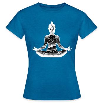 Boeddhisme boeddha - Vrouwen T-shirt - antieke blauwe saffier gemêleerd - Voor - AI Model Female 172 dark (172cm)