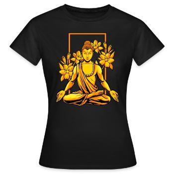 Buddha Buddhist Buddhismus - Frauen T-Shirt - Schwarz - Vorne - AI Model Female 172 dark (172cm)