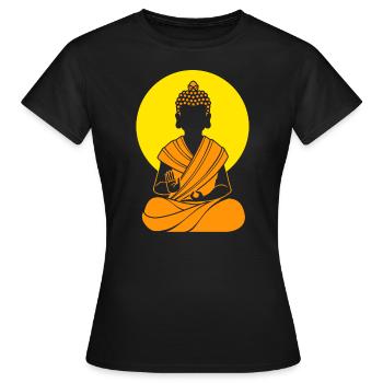 Buddha Buddhist Buddhismus - Frauen T-Shirt - Schwarz - Vorne - AI Model Female 172 dark (172cm)