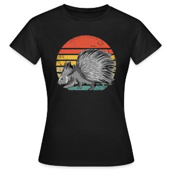 Retro Stachelschwein Vintage Stachelschwein - Frauen T-Shirt - Schwarz - Vorne - AI Model Female 172 dark (172cm)
