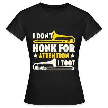 Je ne klaxonne pas pour attirer l’attention, je fais Posauni - T-shirt Femme - noir - Devant - AI Model Female 172 dark (172cm)