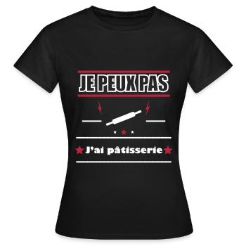 Je peux pas pâtisserie - T-shirt Femme - noir - Devant - AI Model Female 172 dark (172cm)